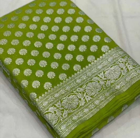 Banarasi Handloom Katan Georgette Soft Silk Saree