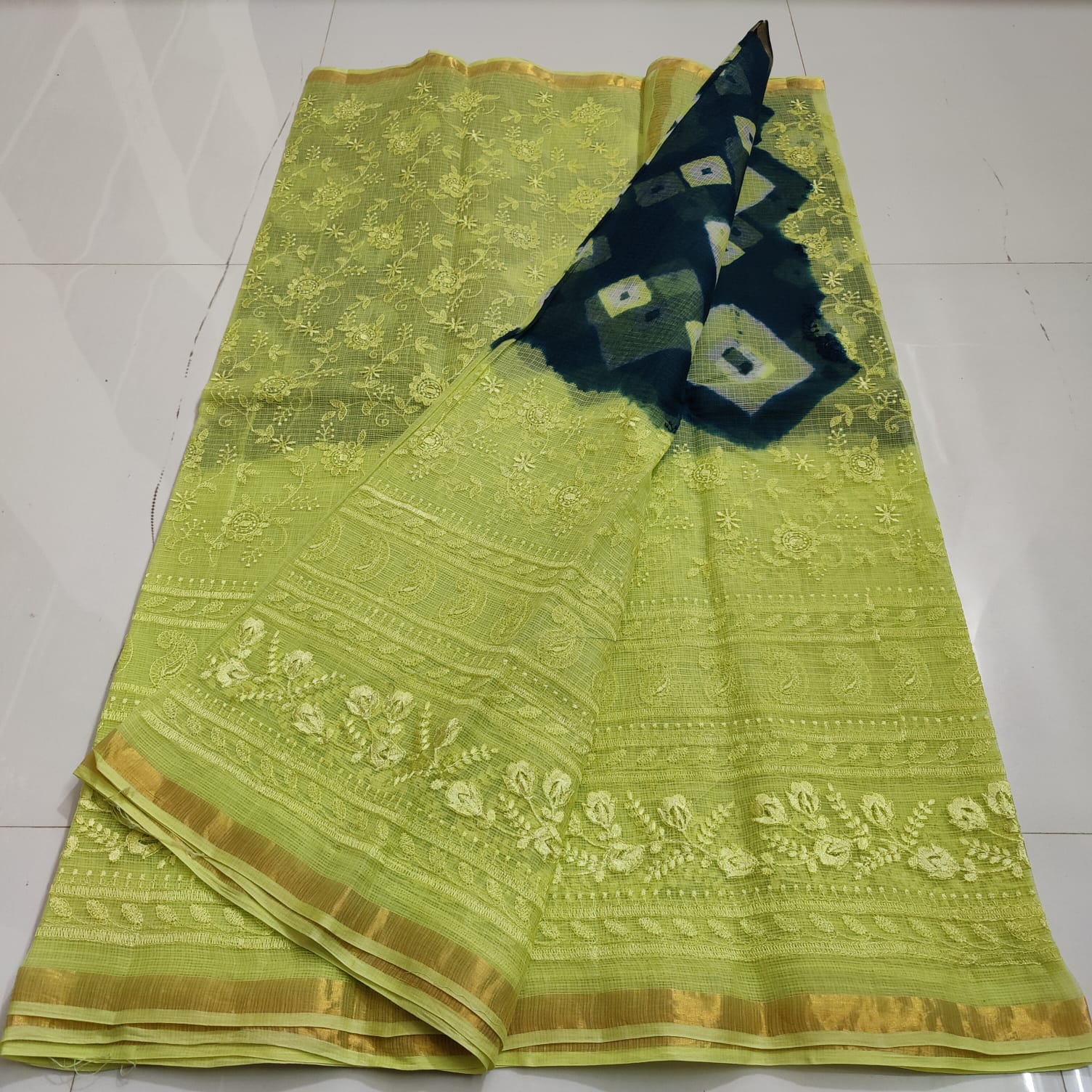 Pure Cotton Kota Doria Saree with Self Embroidery