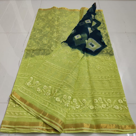 Pure Cotton Kota Doria Saree with Self Embroidery