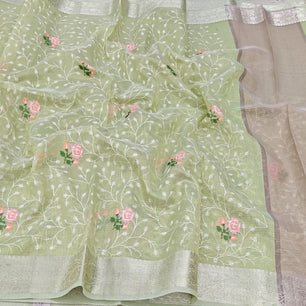 Tissue Kota Embroidery Work Saree