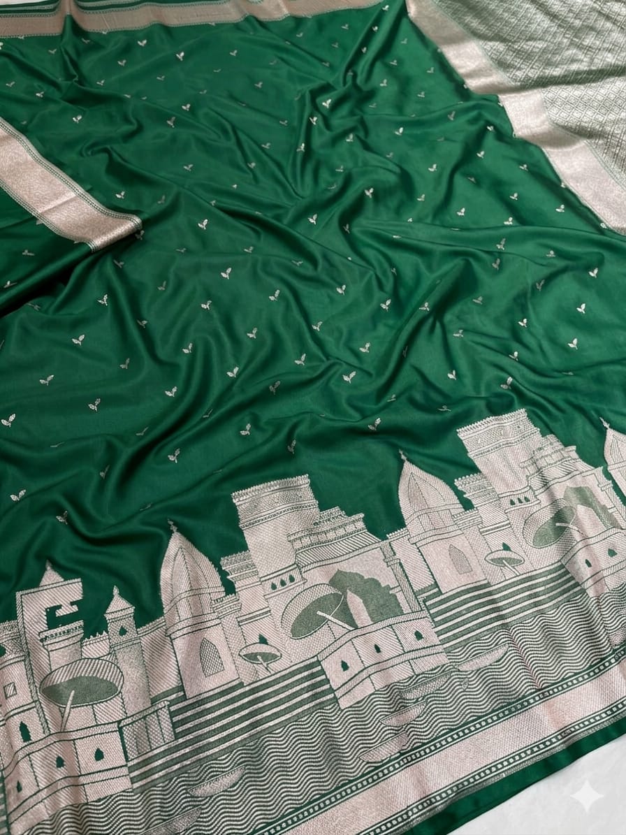 Mashru Katan Silk Ganga Ghat Saree