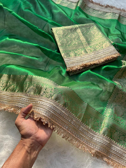 Tissue Silk Saree with Lace Work