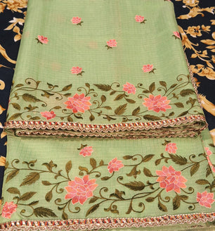 Kota Soft Saree with Embroidery and Lace Work