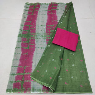 Kota Doria Pure Cotton Saree with Shibori/Batik/Bandhej Dye