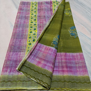 Kota Doria Hand Block Print Saree