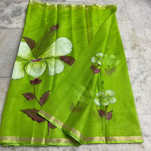 Kota Doria Pure Silk Brush Paint Saree