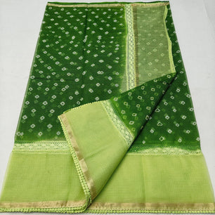 Kota Doria Bandhej Saree with Croatia Lace
