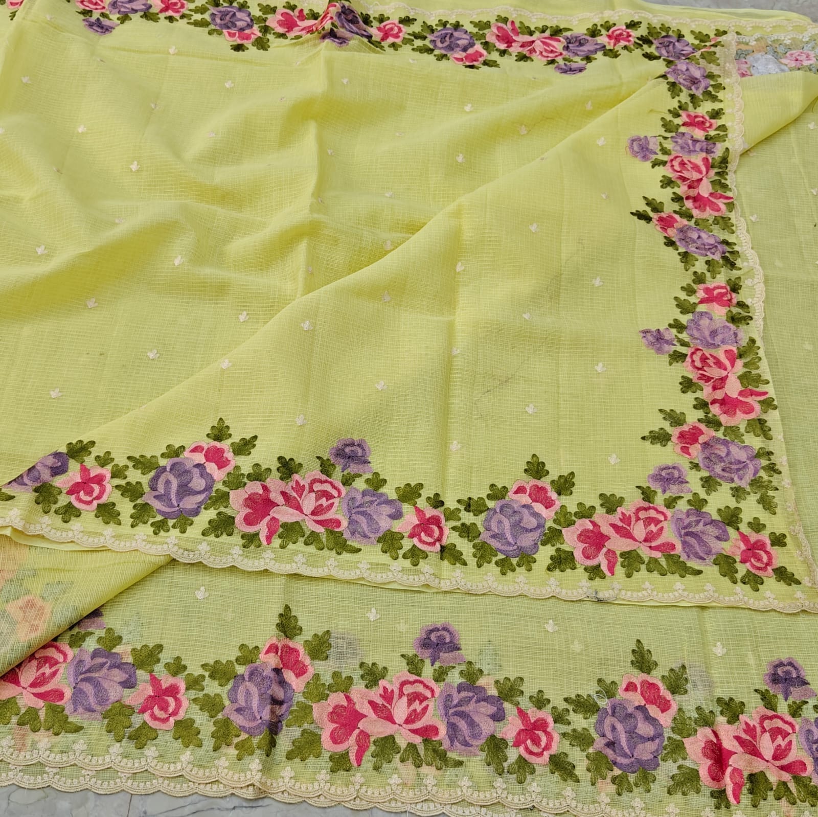 Pure Cotton Kota Saree with Embroidery Work