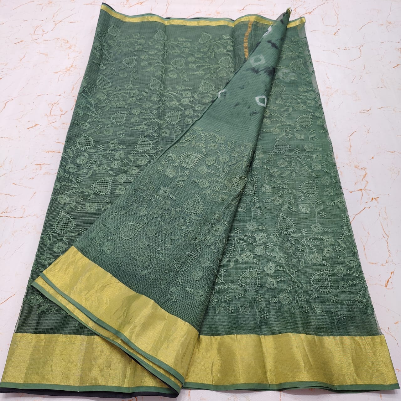Pure Cotton Kota Doria Saree with Self Embroidery