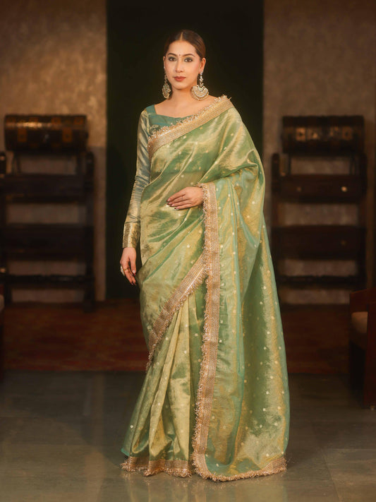 Banarasi Tissue Silk Saree with Lace Work