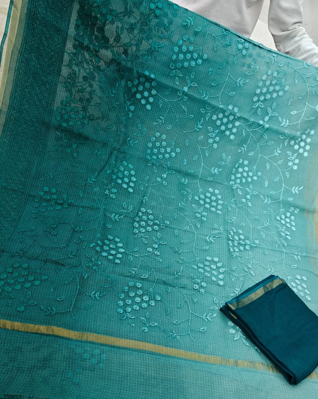 Pure Cotton Kota Saree with Embroidery Work