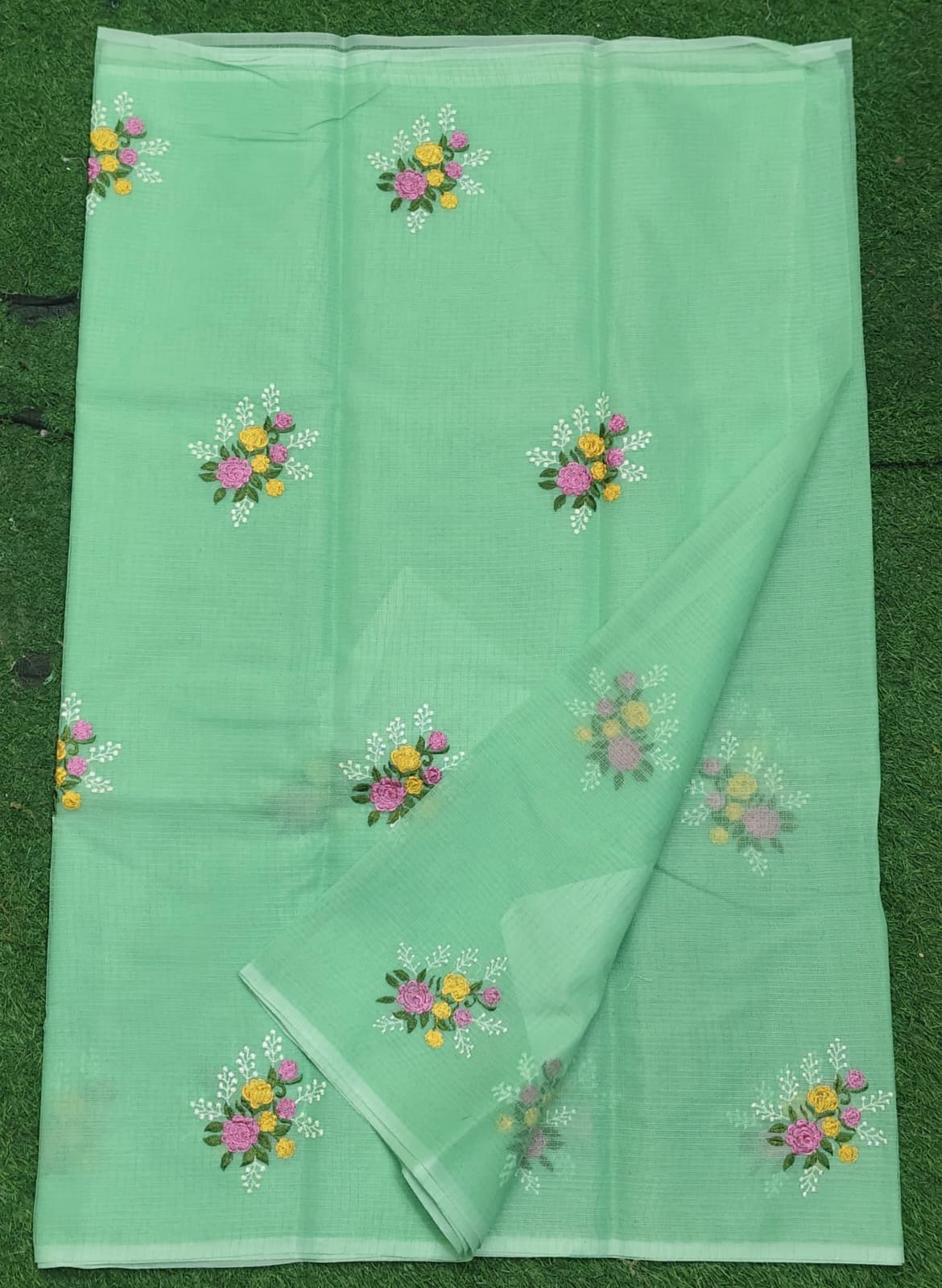 Kota Cotton Embroidery Work Saree