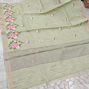 Linen Kota Saree with Embroidery Work