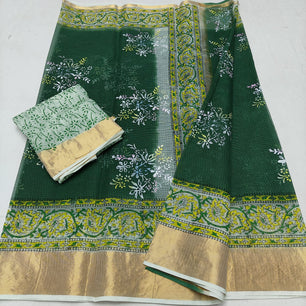 Kota Doria Hand Block Print Saree