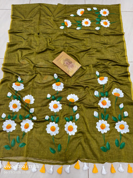 Exclusive Hand Painted Mulmul Cotton Saree