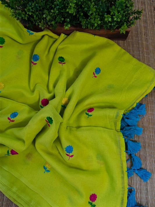 Linen by Linen Saree with Embroidery