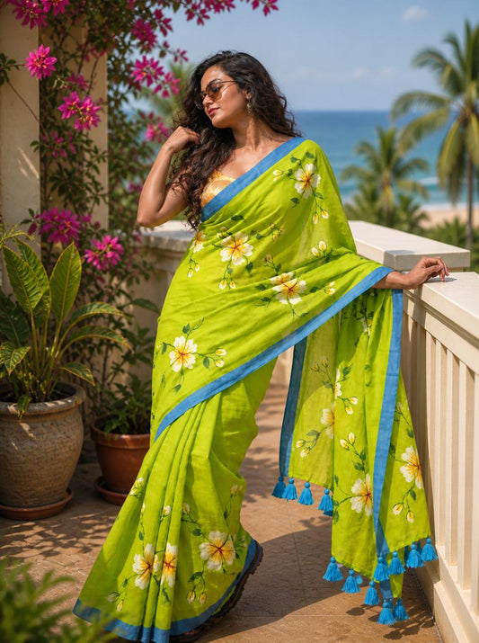 Mulmul Cotton Handprint Saree