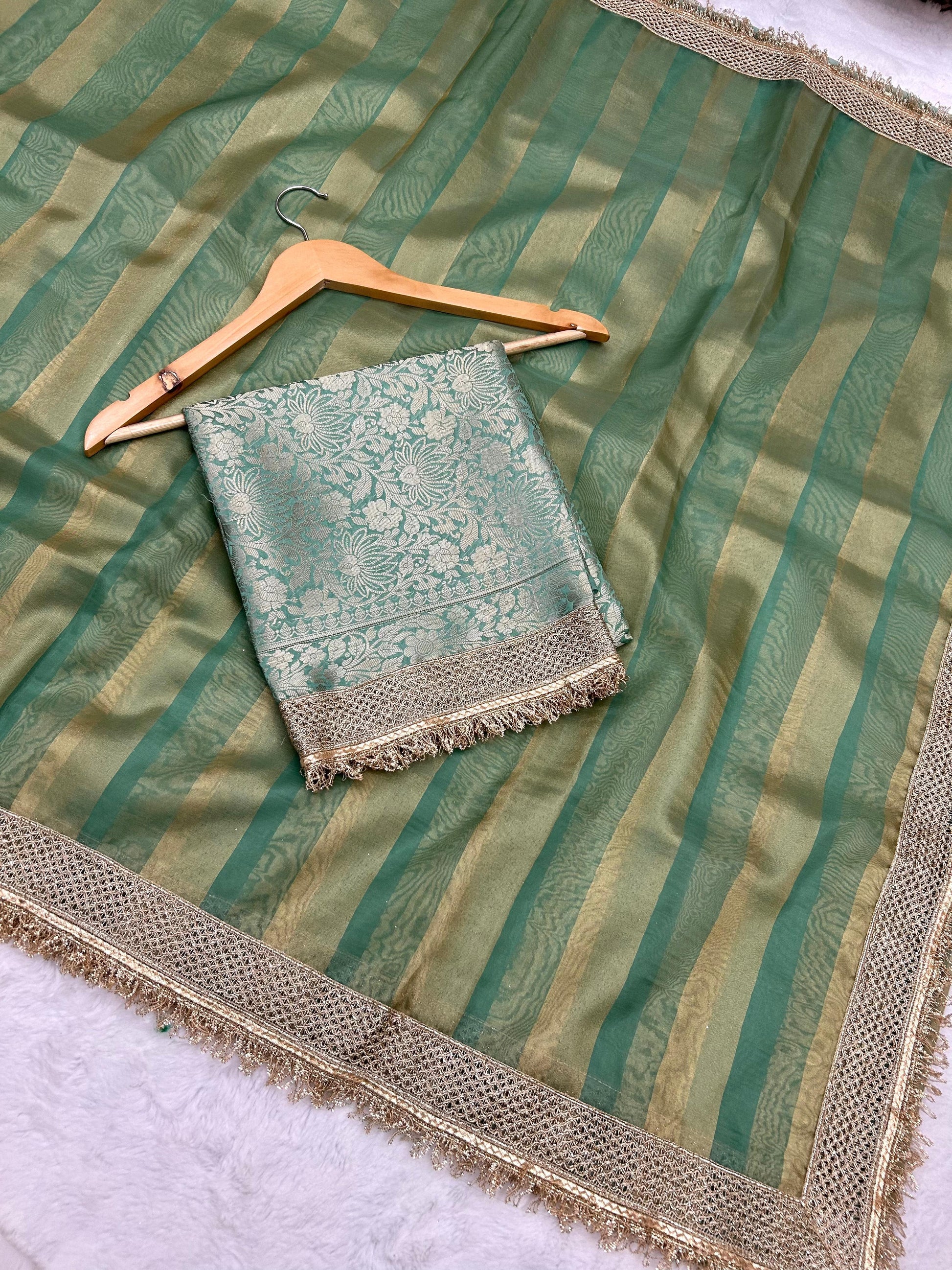 Tissue Organza Saree with Lace Work