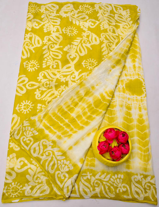 Pure Mulmul Cotton Hand Batik Saree
