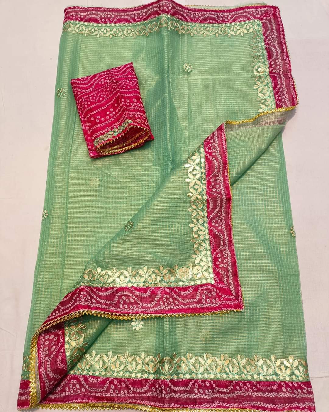 Kota Doria Bandhej Border Saree