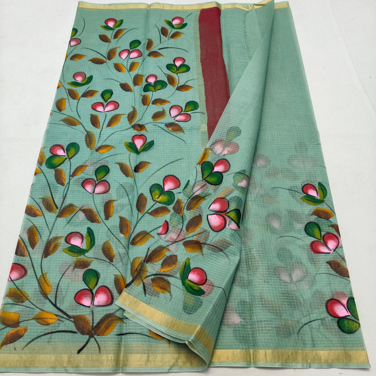 Kota Doria Hand Painted Saree