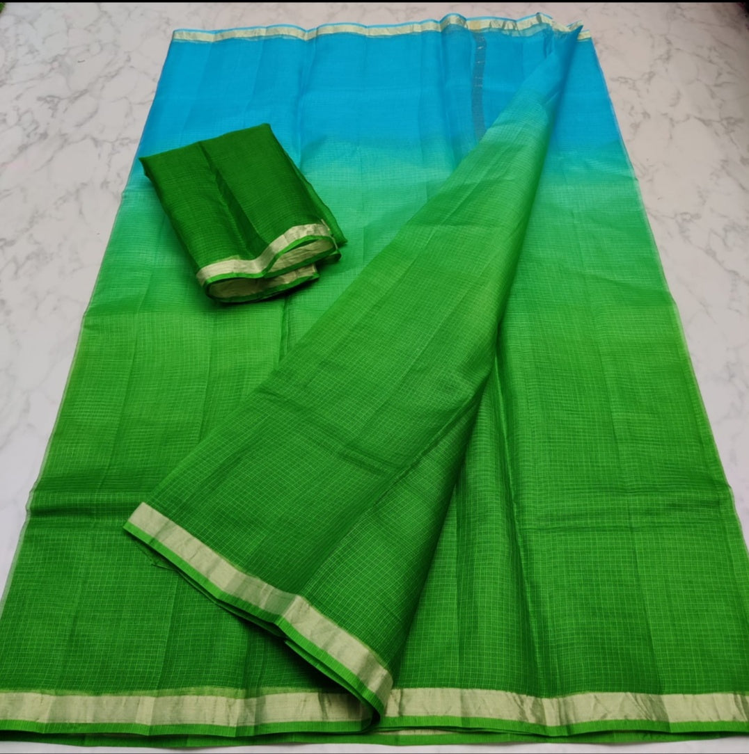 Pure Silk Kota Doria Plain Dyed Saree