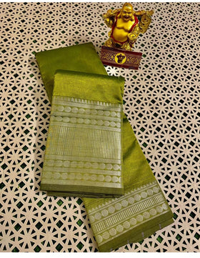 Maheshwari Silk Saree with Silver Zari Weaving Border