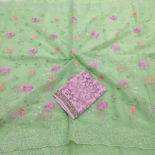 Kota Doria Mix Cotton Saree with Embroidery