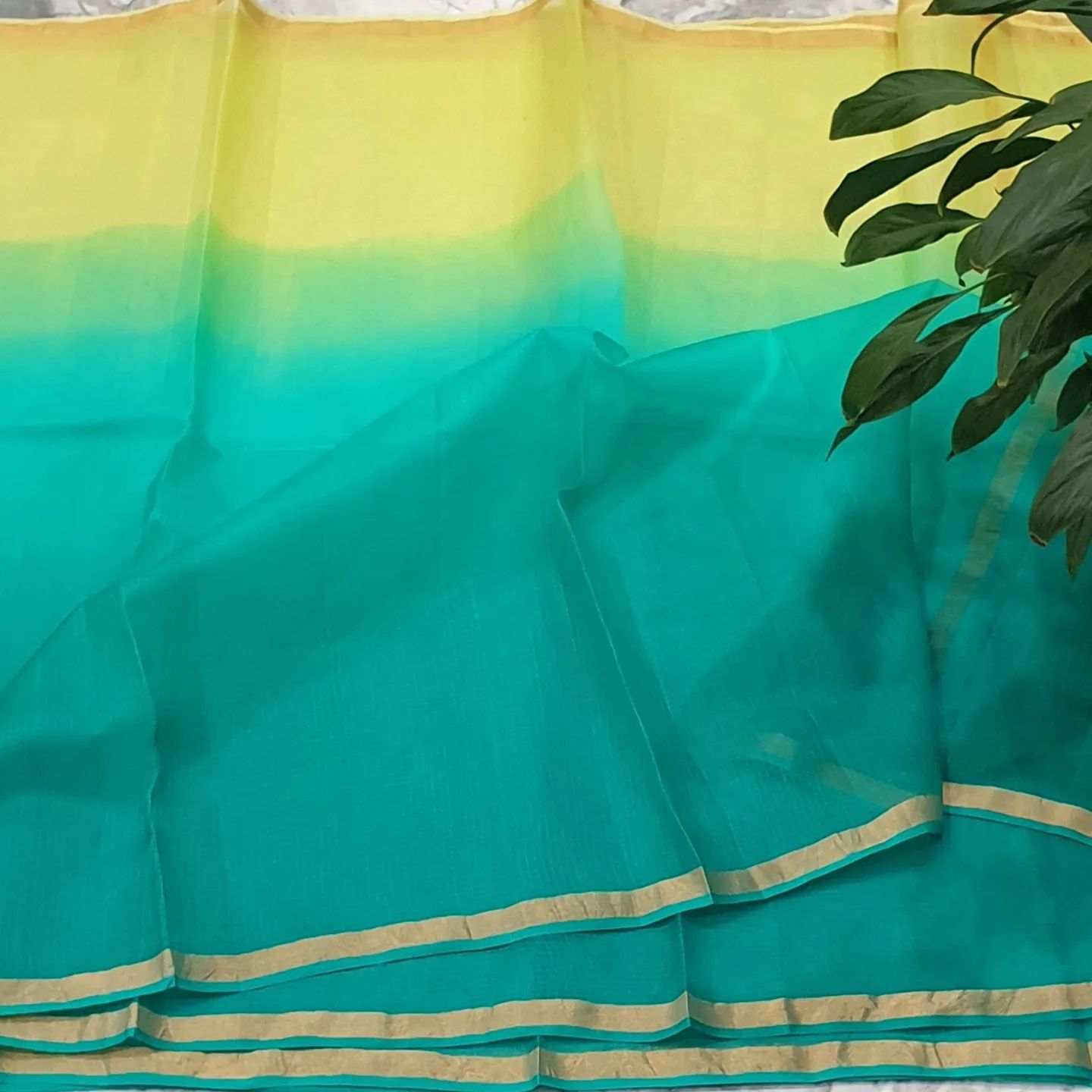 Pure Kota Plain Shaded Dye Work Saree