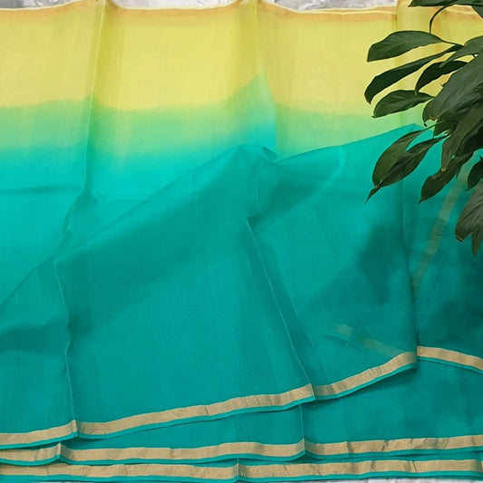 Pure Kota Plain Shaded Dye Work Saree