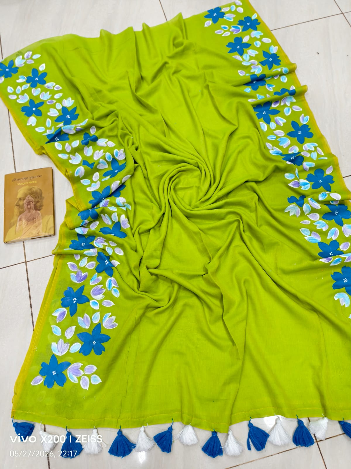 Hand Painted Mulmul Cotton Saree