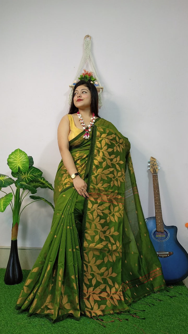 Handloom Copper Woven Saree – Cotton Silk