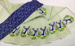 Kota Doria Mix Cotton Embroidery Saree