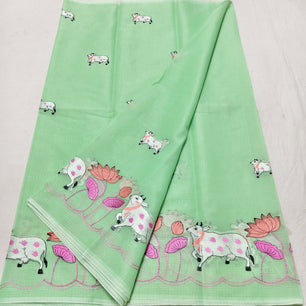 Kota Doria Saree with Pichwai Embroidery
