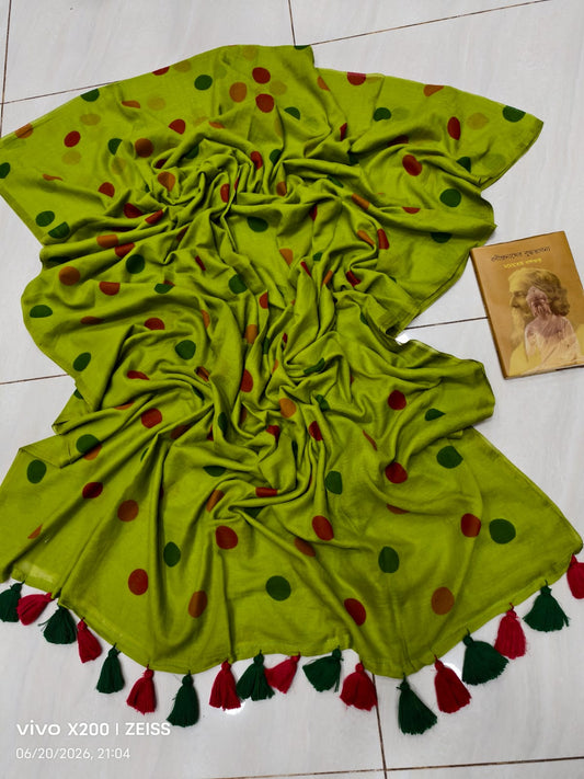 Multicolor Mulmul Cotton Saree