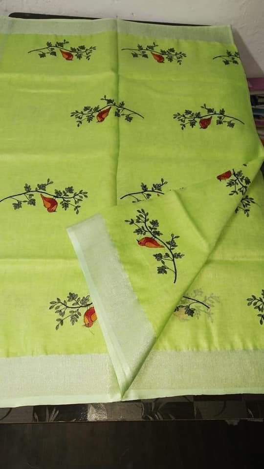 Linen by Linen Saree with Embroidery