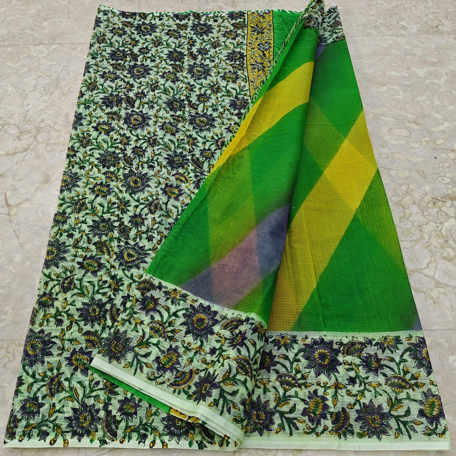 Kota Doria Hand Block Print Saree