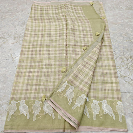 Soft Silk Kota Printed Saree with Embroidery Work