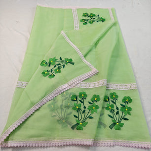 Kota Doria Mix Cotton Saree with Embroidery