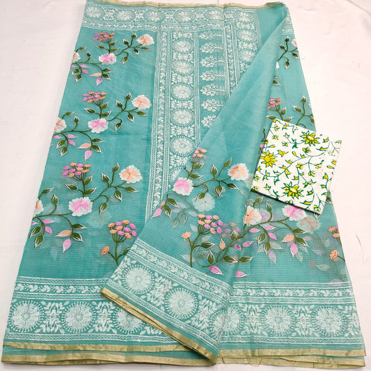 Kota Doria Embroidery Saree