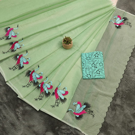 Kota Doria Embroidery Saree