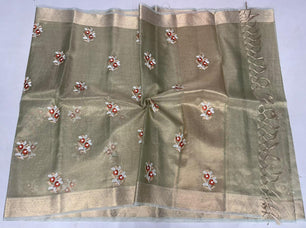 Kota Doria Semi Silk Embroidery Work Saree