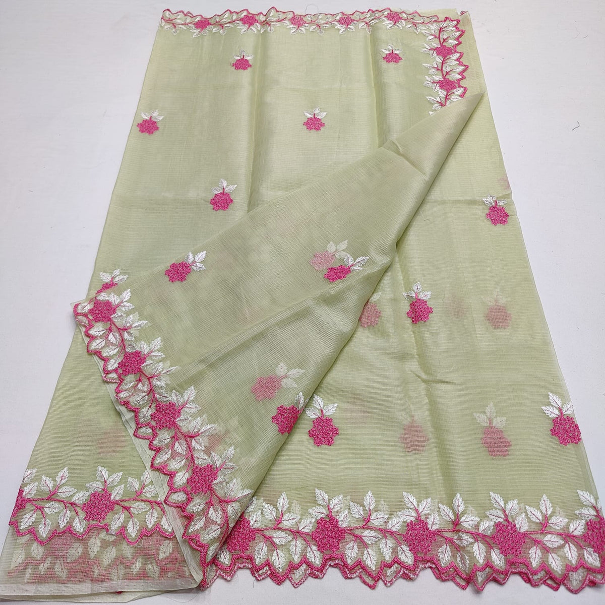 Kota Doria Mix Cotton Computerized Embroidery Saree