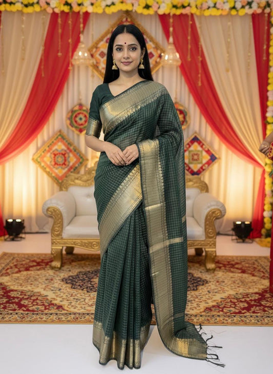 Banarasi Cotton Checks Saree