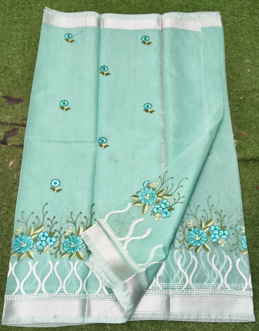 Kota Cotton Embroidery Work Saree