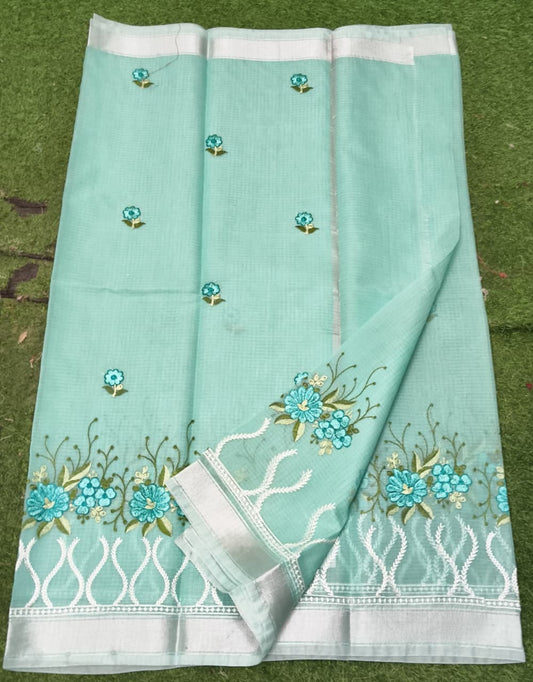 Kota Cotton Embroidery Work Saree