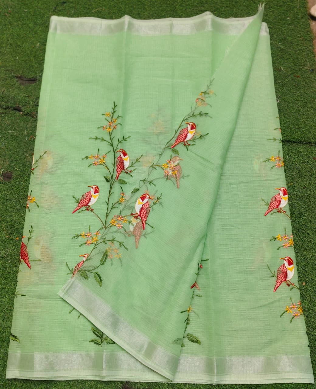 Kota Cotton Embroidery Work Saree