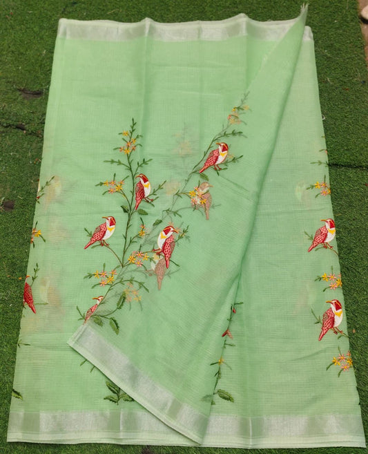 Kota Cotton Embroidery Work Saree