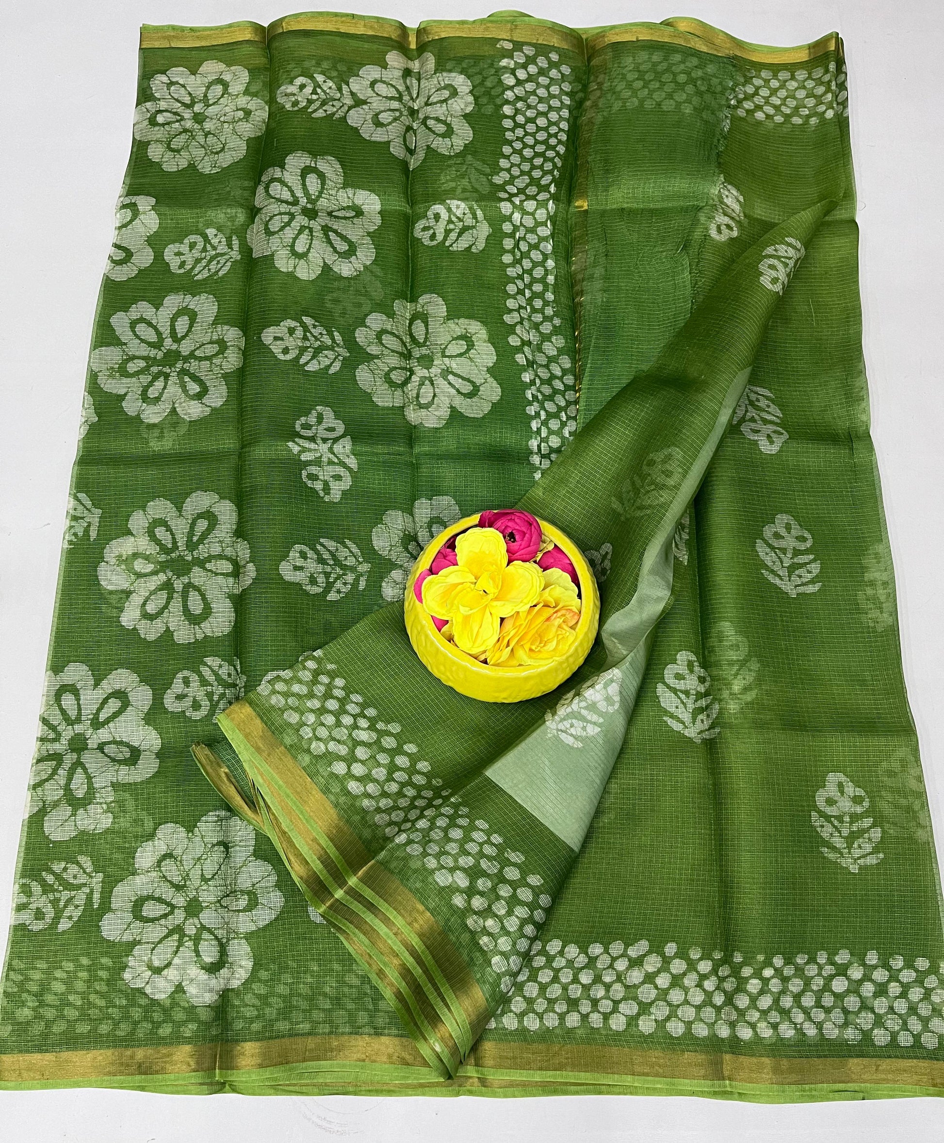 Pure Silk Kota Doria Hand Batik Saree