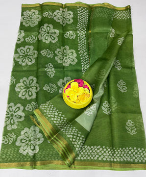 Pure Silk Kota Doria Hand Batik Saree